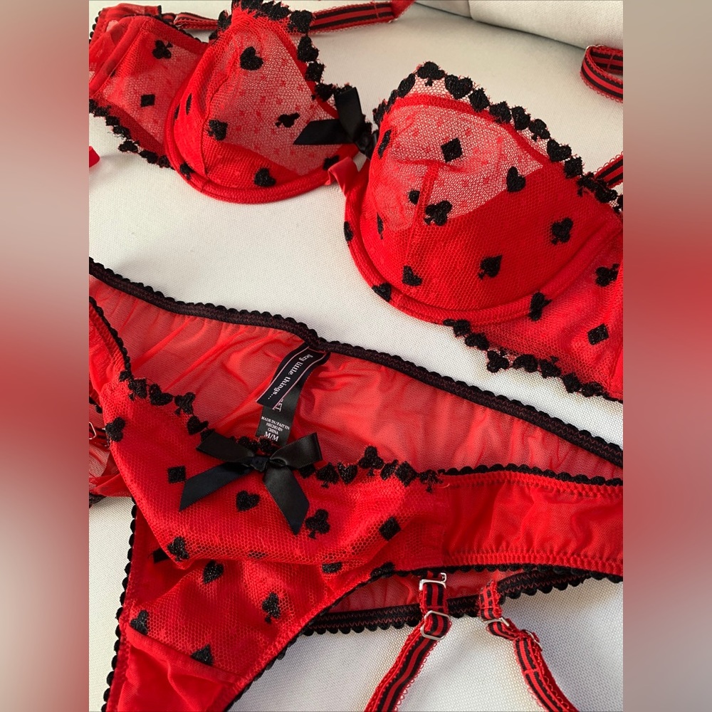 Rocking red Victoria’s Secret lingerie set